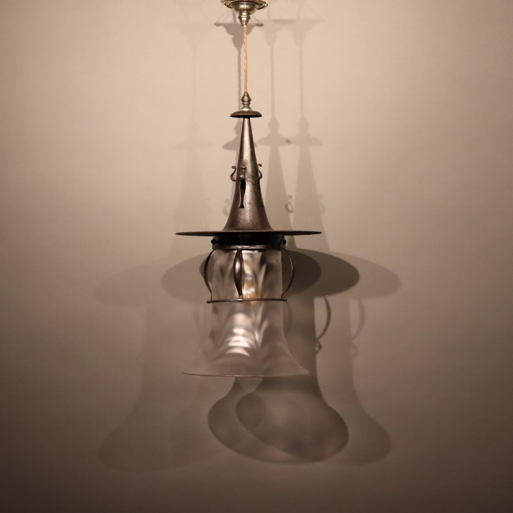 Arts & Crafts lantern complete with its original shade View VI