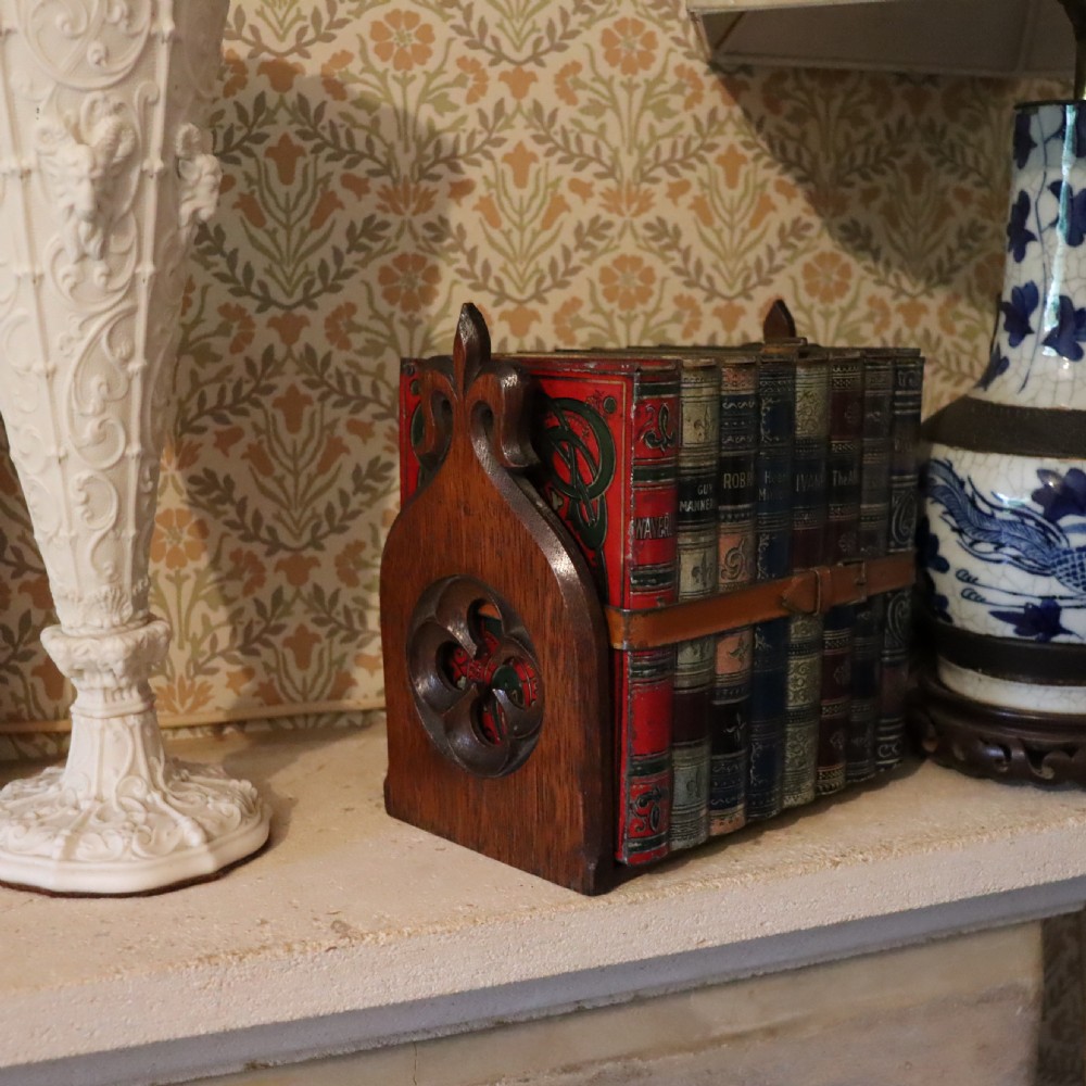 Pair of Late Victorian Gothic Revival Oak book-ends View II