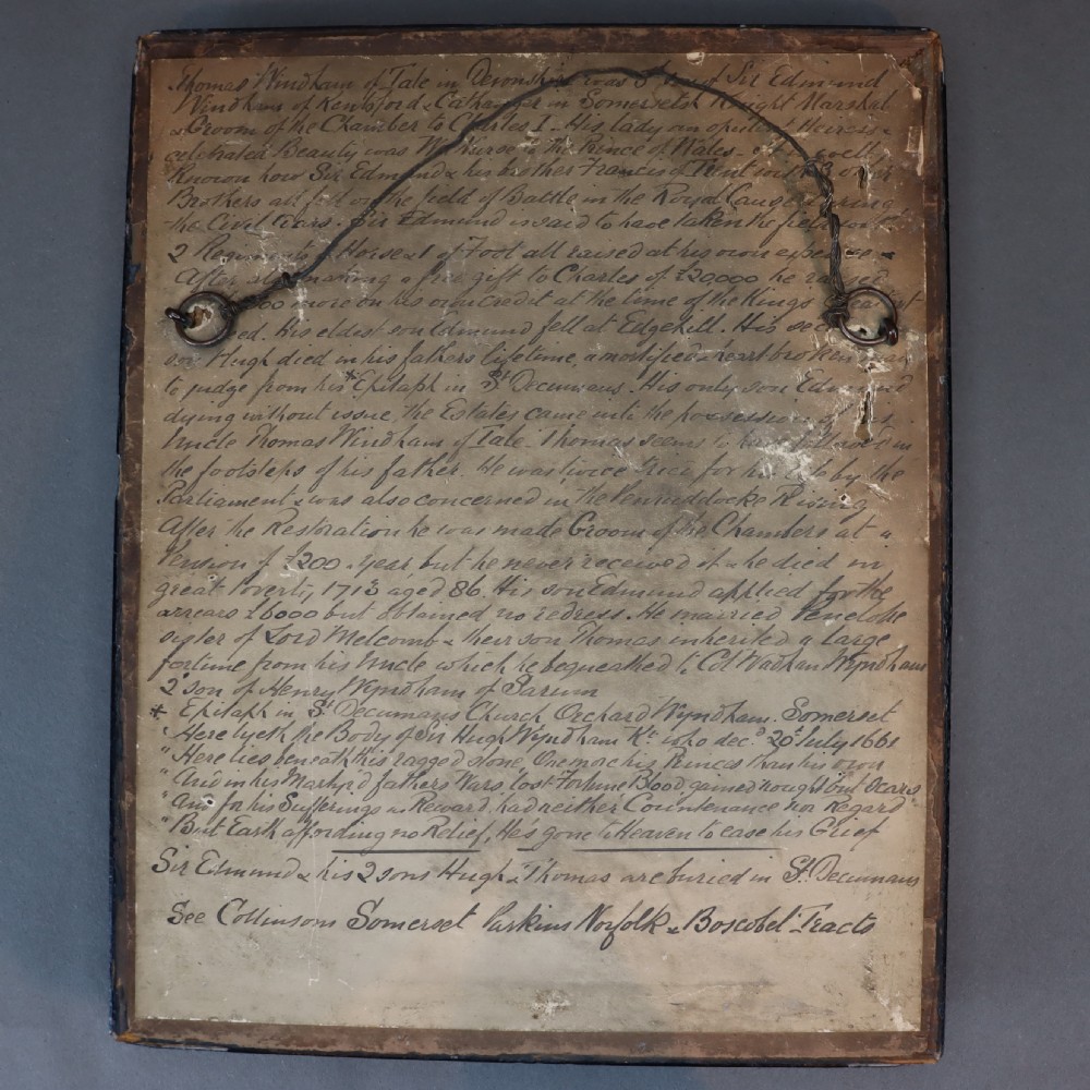 18th Century Coat of Arms of Thomas Windham inscribed with the family history View II