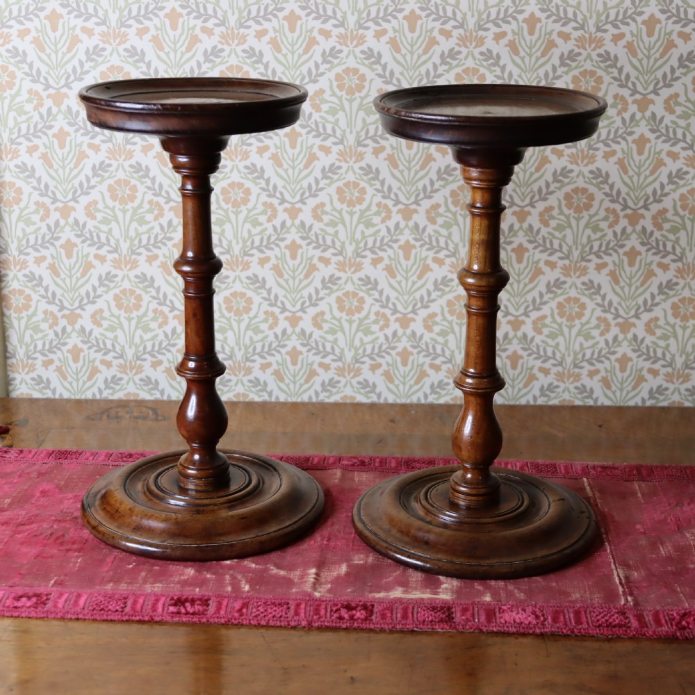 Pair of Fruit Wood Candle stands 