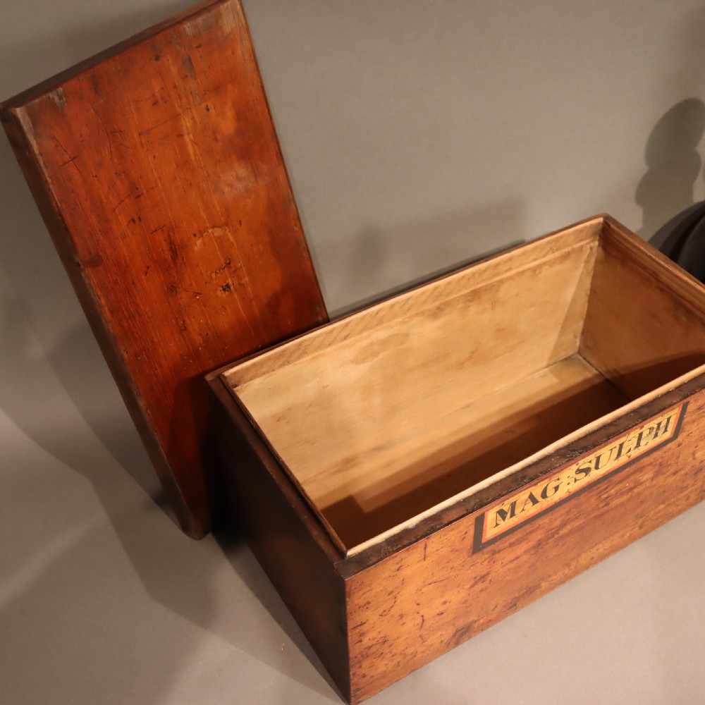 Apothecary box with gilt panel inscribed MAG: SULPH View III