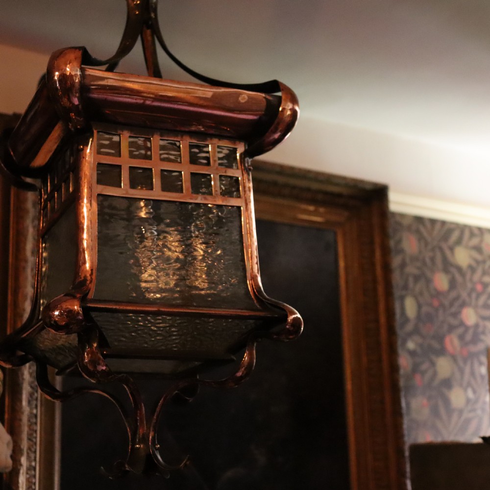 Large Arts & Crafts Hammered Copper lantern  View VII