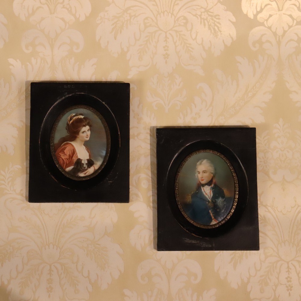Pair of Miniatures of Admiral Lord Nelson & Lady Emma Hamilton. Circa 1880-1890