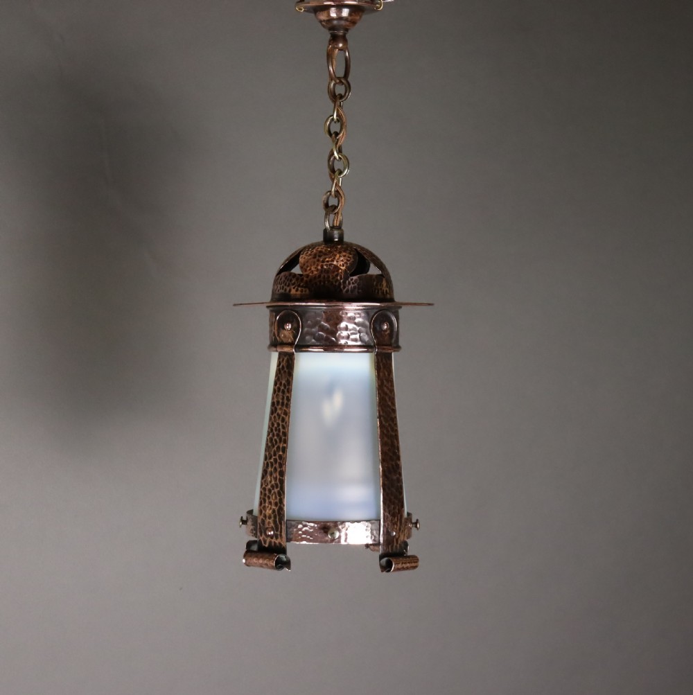 Small Arts & Crafts hand planished lantern. Circa 1910  View III