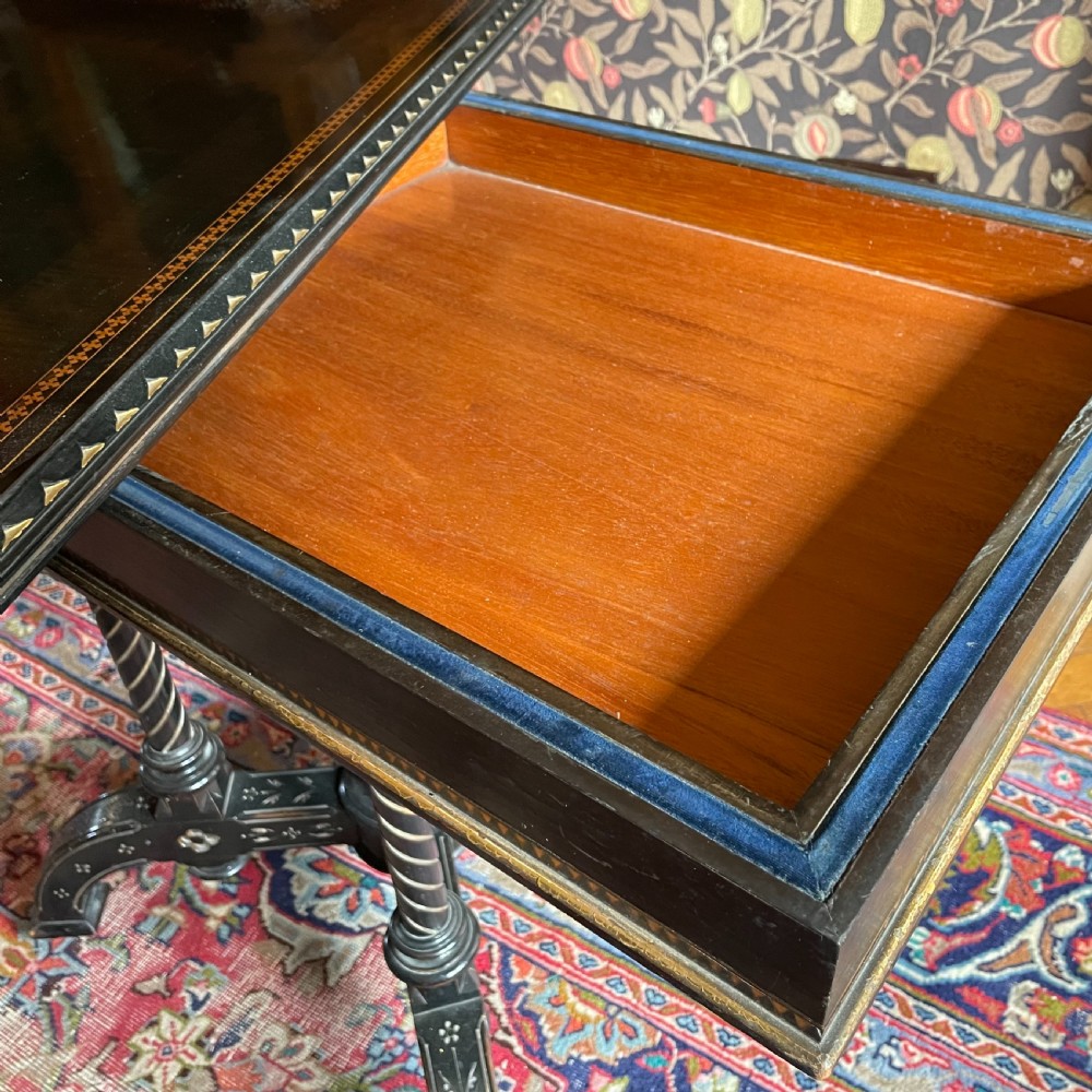 An Aesthetic Movement Ebonized and Inlaid Card Table View VI