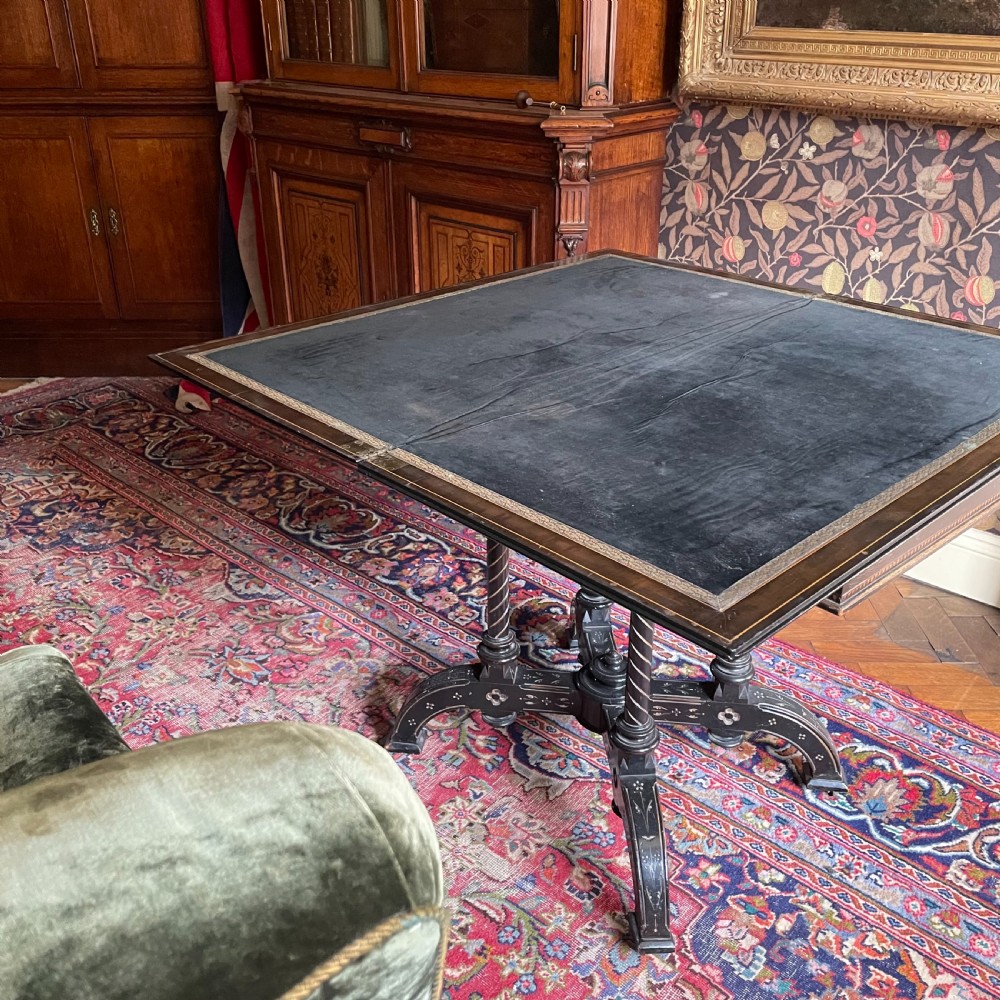 An Aesthetic Movement Ebonized and Inlaid Card Table View IX