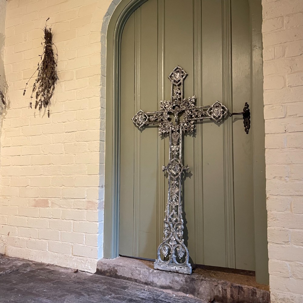 Large Cast Iron Crucifix 19th Century View V