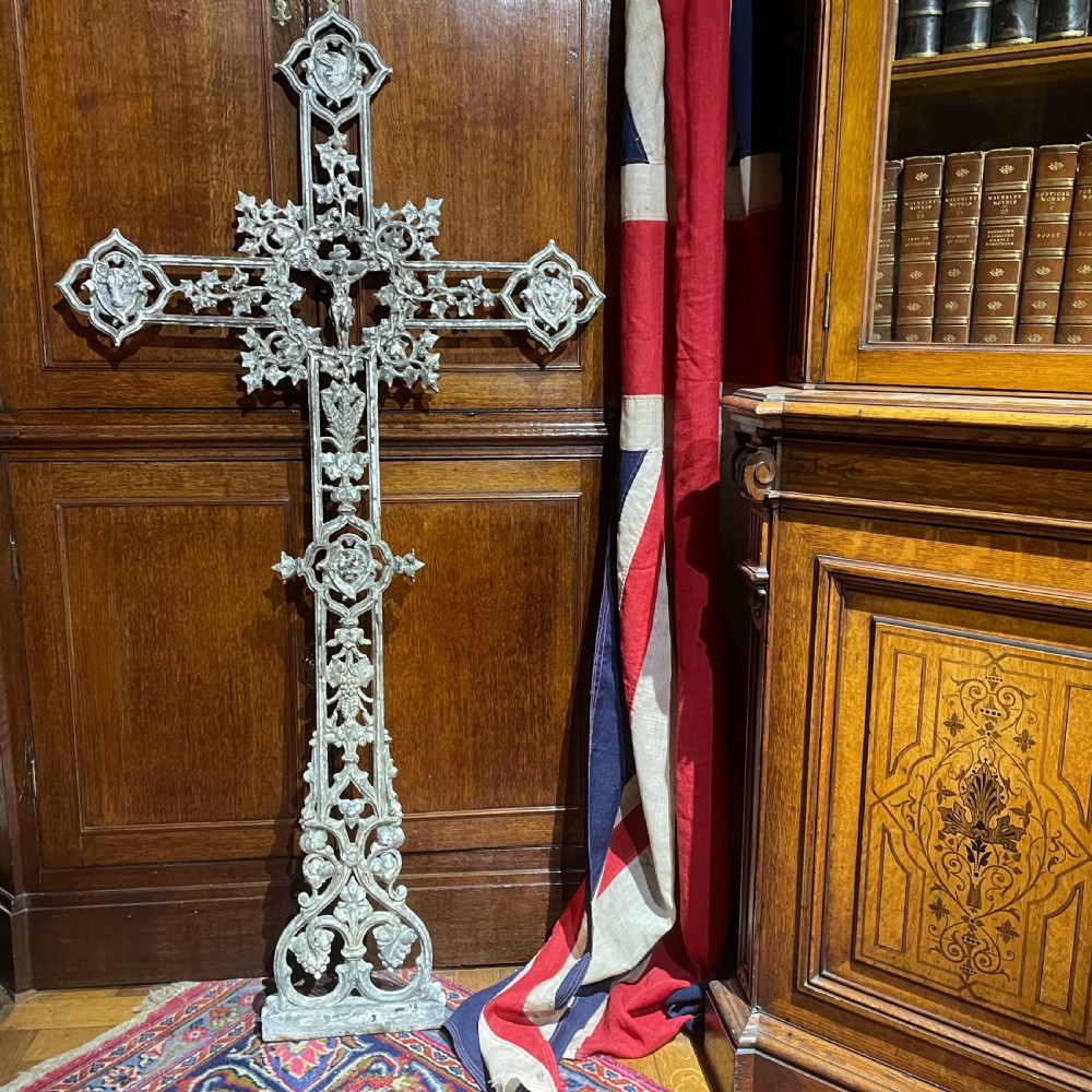 Large Cast Iron Crucifix 19th Century