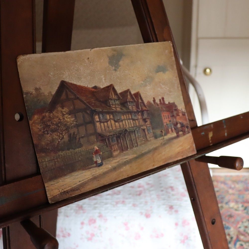 Oleograph on board of Shakespeare’s Birthplace by W. W. Quatremain 