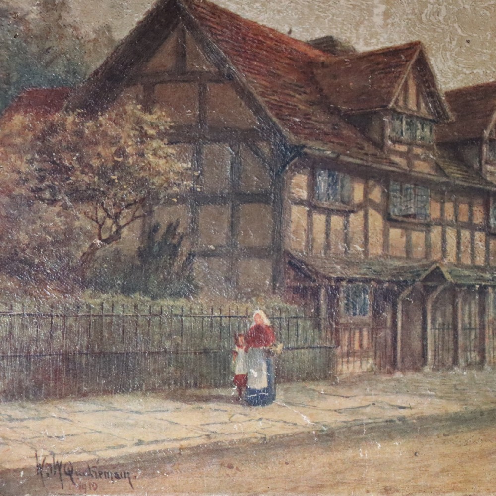 Oleograph on board of Shakespeare’s Birthplace by W. W. Quatremain  View III