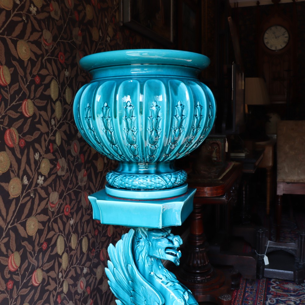 A Remarkable Jardinière and stand in the manner of Burmantofts. Circa 1890.  From Amisfield House View II