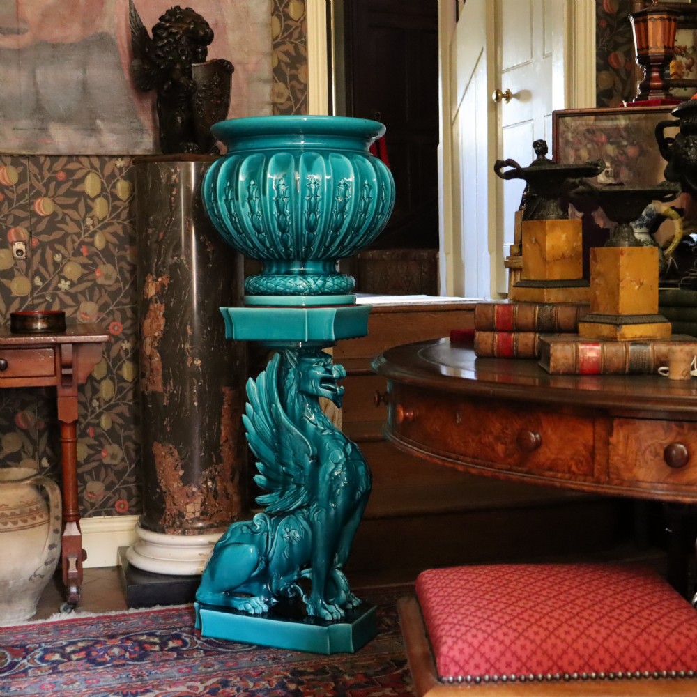A Remarkable Jardinière and stand in the manner of Burmantofts. Circa 1890.  From Amisfield House View V