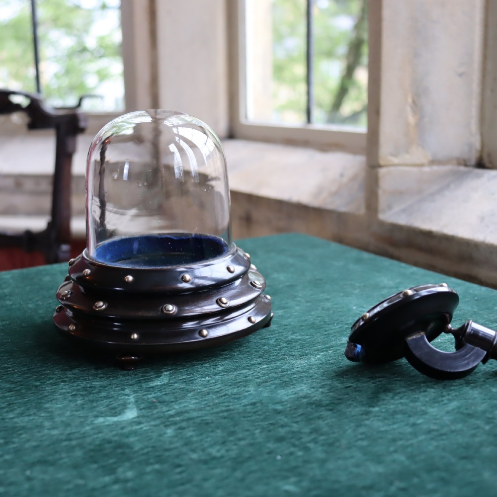 Glass dome on ebonised base Pocket watch holder View III