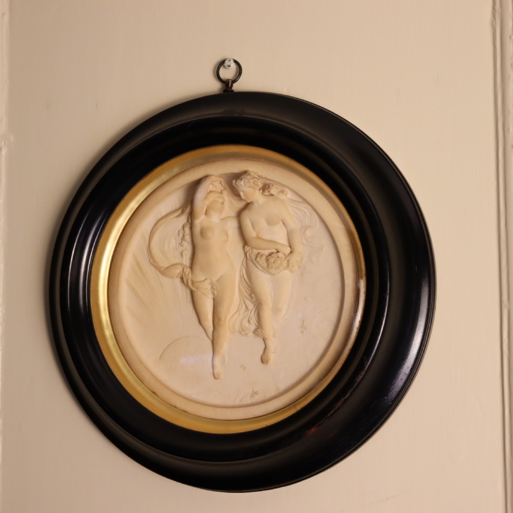 19th Century Wall dome with Parian Ware plaque “May morning”