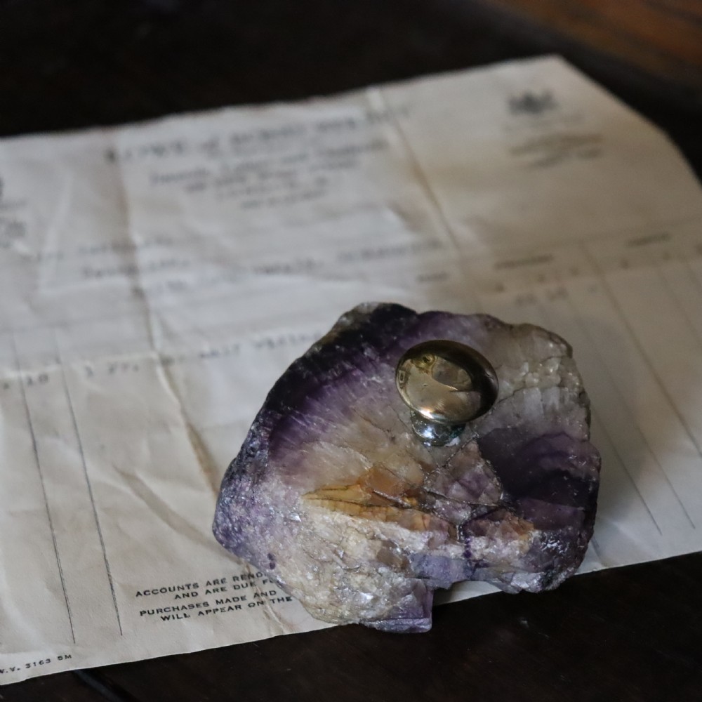 An 18th century Blue John “Millers Vein” specimen desk weight View IV