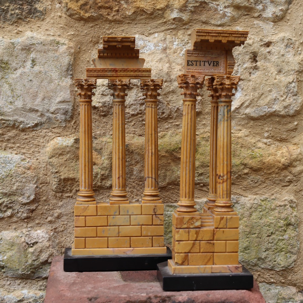 Pair of Giallo Antico marble grand tour models View VII