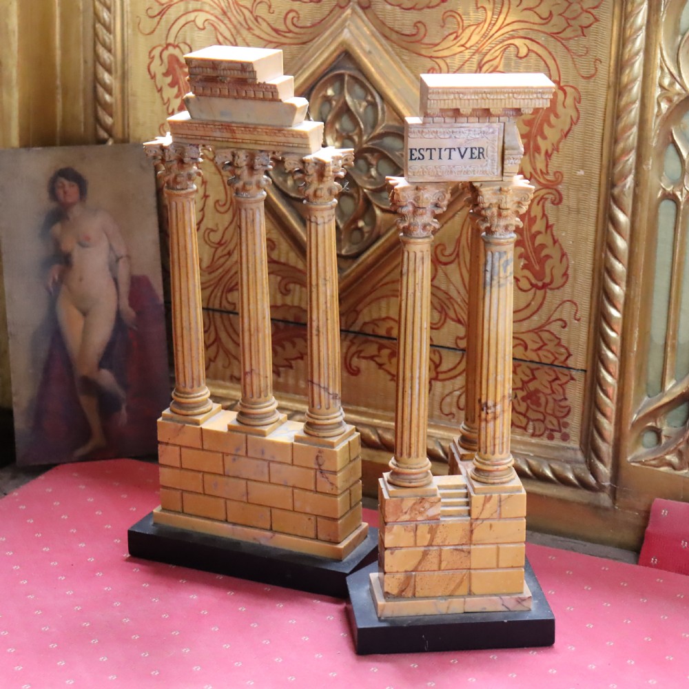 Pair of Giallo Antico marble grand tour models View VIII