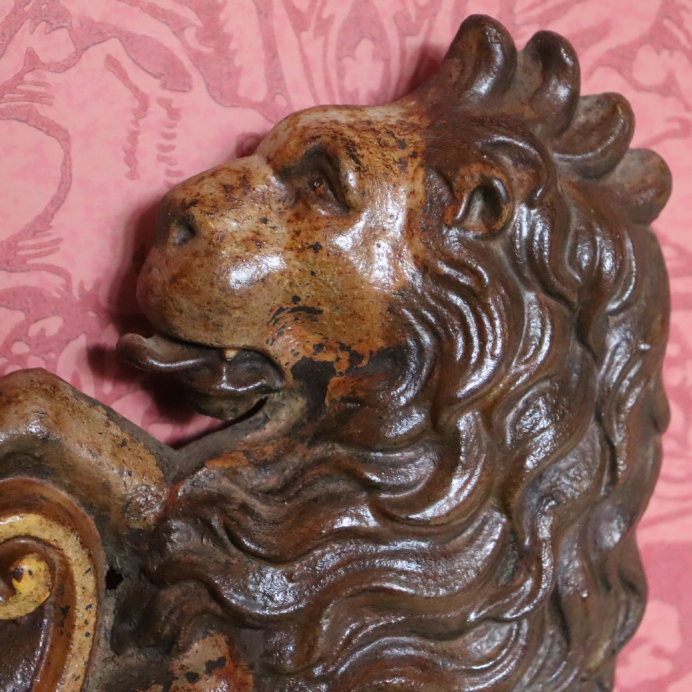 A Victorian cast iron Rampant lion doorstop  View III