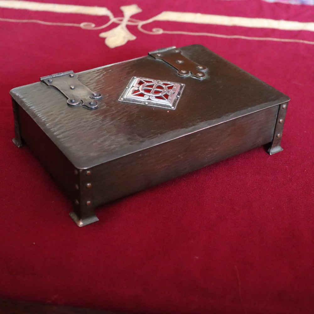 Arts & Crafts copper, silver and Red enamel box by the Guild of Handicraft Ltd Chipping Campden. Circa 1904 