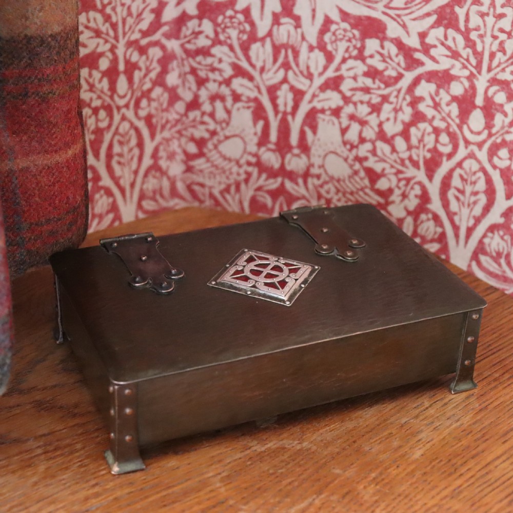 Arts & Crafts copper, silver and Red enamel box by the Guild of Handicraft Ltd Chipping Campden. Circa 1904  View VIII