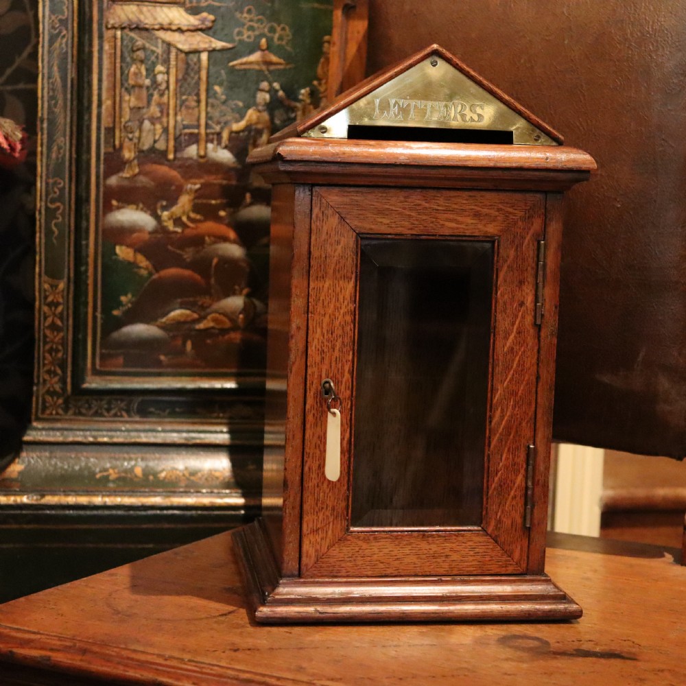19th Century Country House oak letter box 