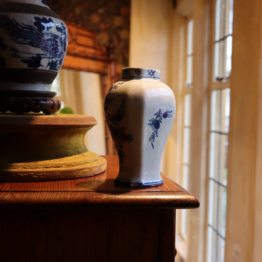 Mid 18th Century Delft small tin glazed earthen ware vase  View II