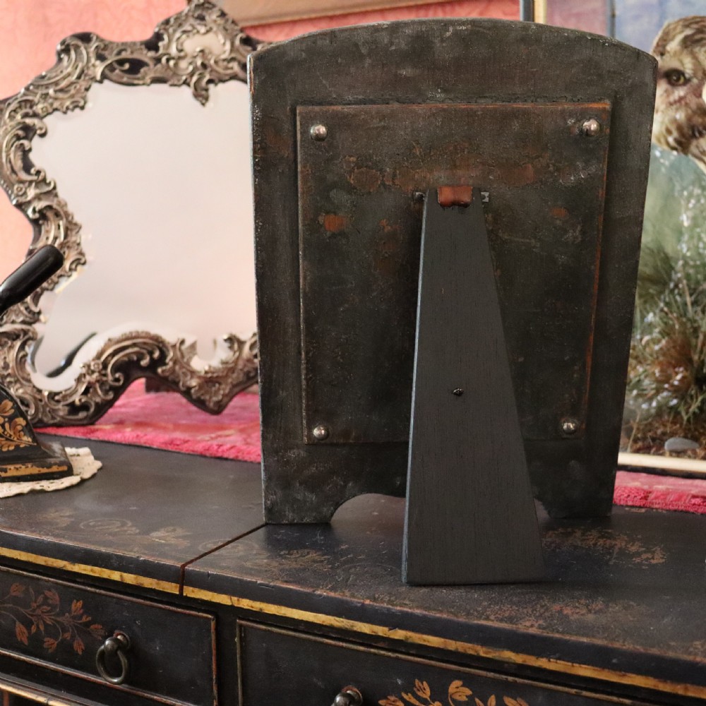 19th Century free standing Chinese repousse copper and silver plated mirror  View VI