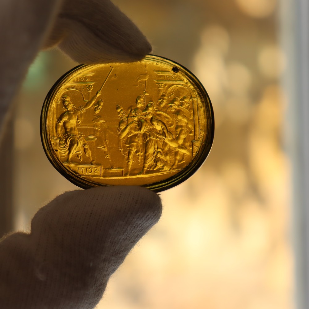 18th Century Italian grand tour amber glass intaglio 