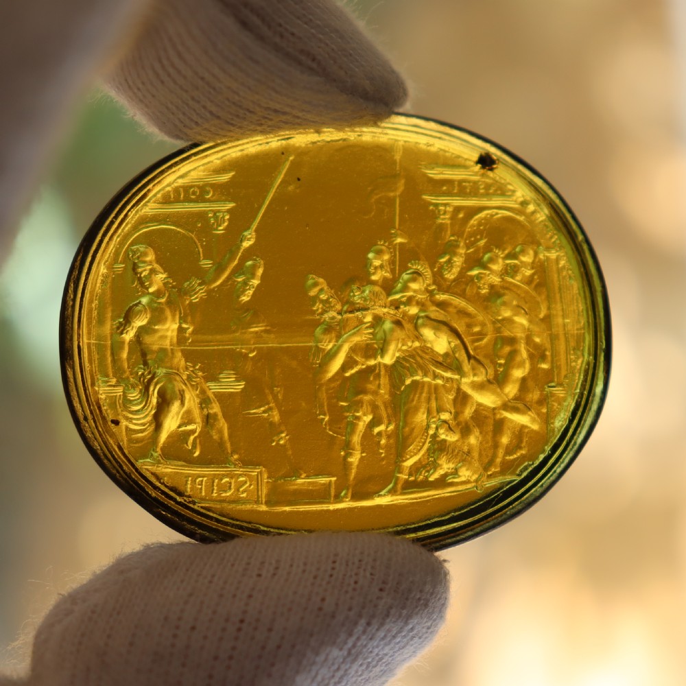 18th Century Italian grand tour amber glass intaglio  View III