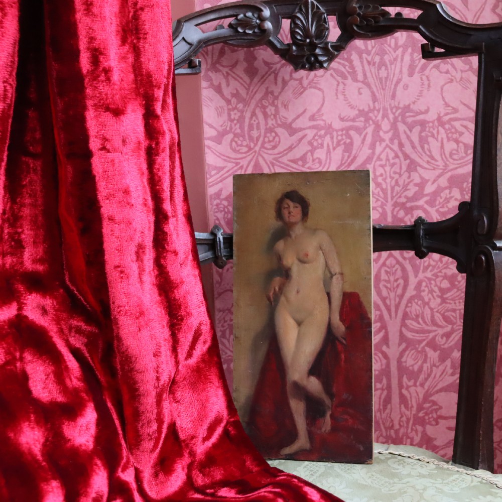 A small Henry James Haley signed oil painting on board of a standing nude lady View VII