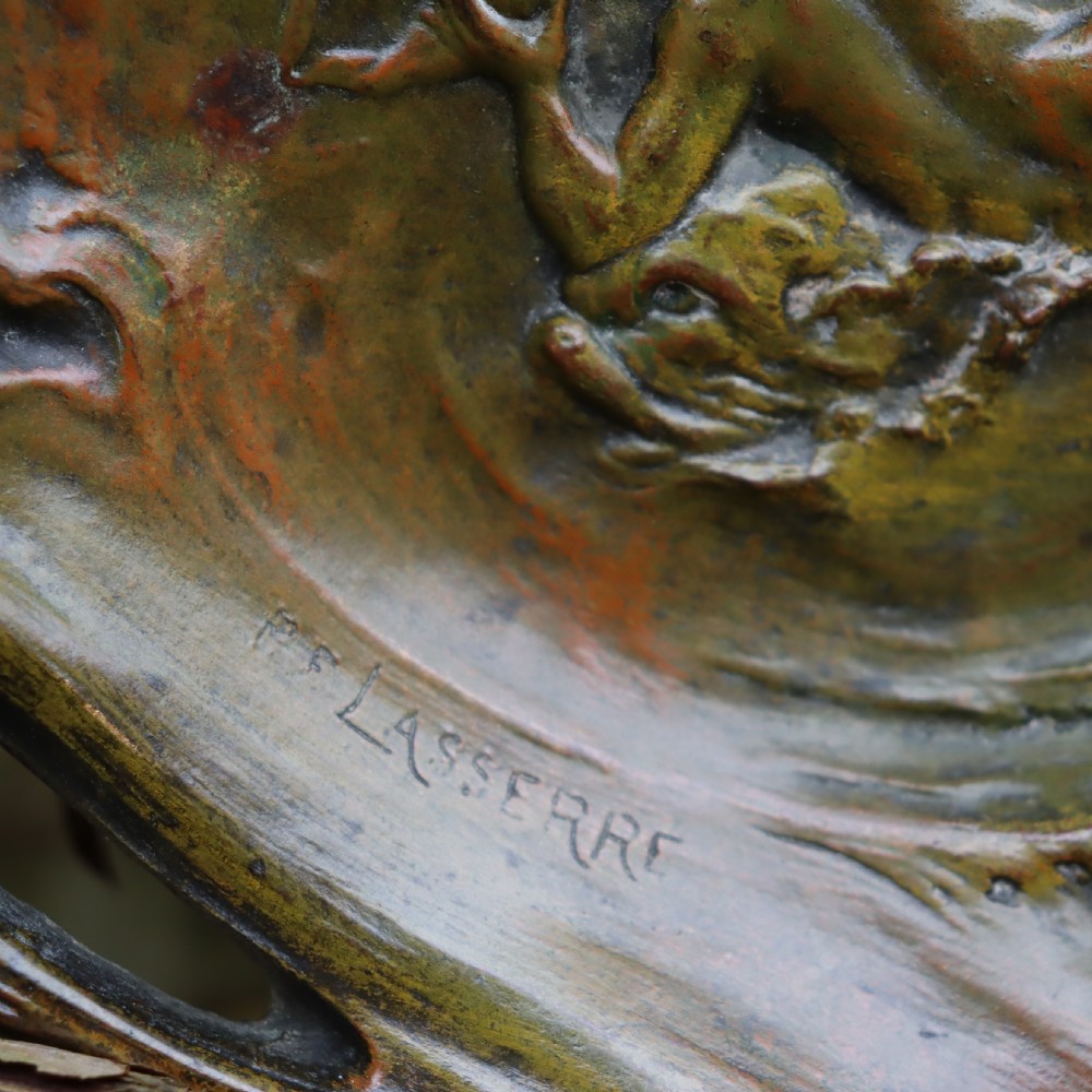 Art Nouveau Plaque of nymph with putti. Circa 1900  View II
