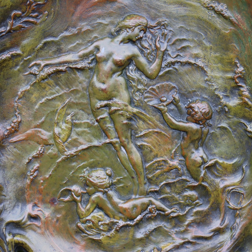 Art Nouveau Plaque of nymph with putti. Circa 1900  View IV