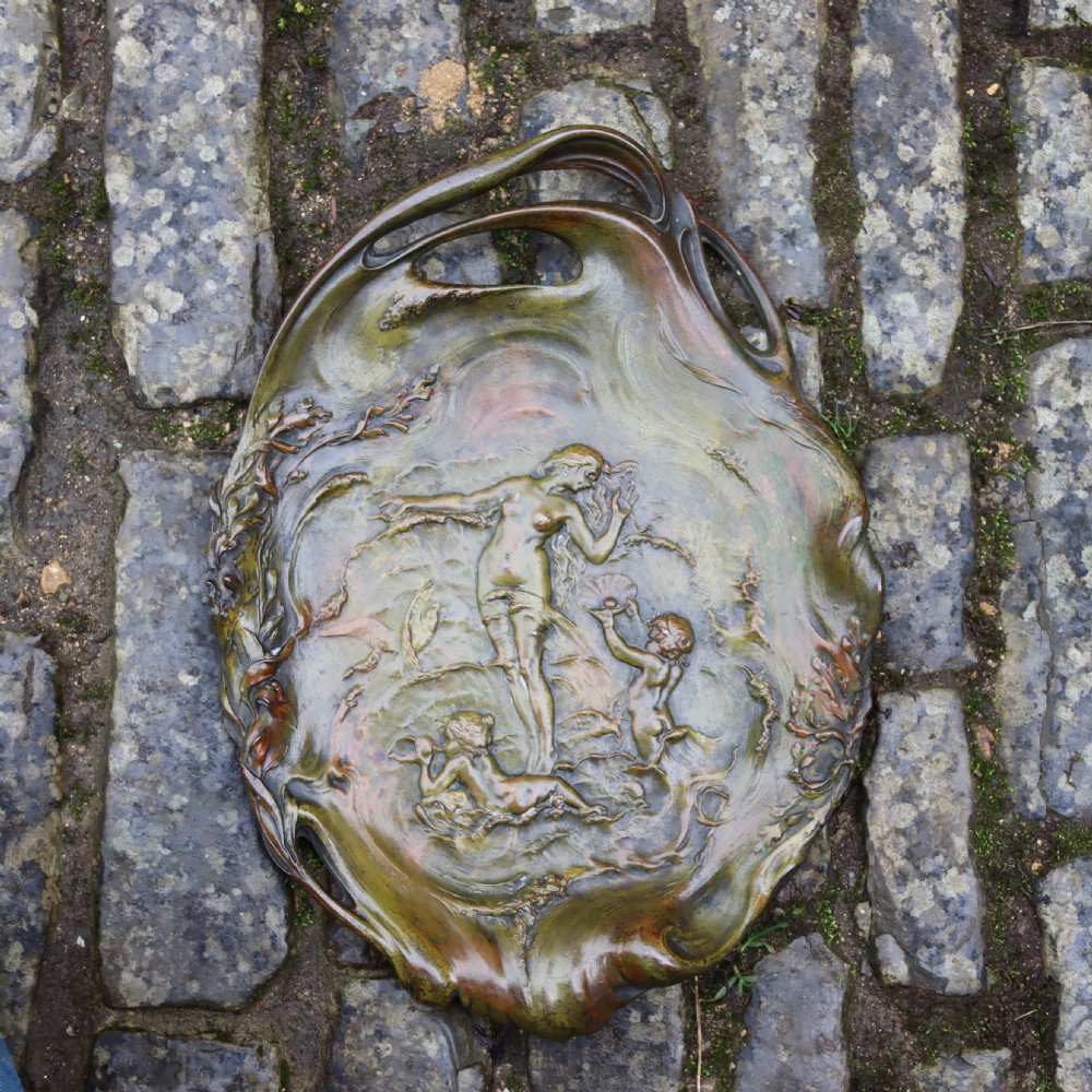 Art Nouveau Plaque of nymph with putti. Circa 1900  View VI