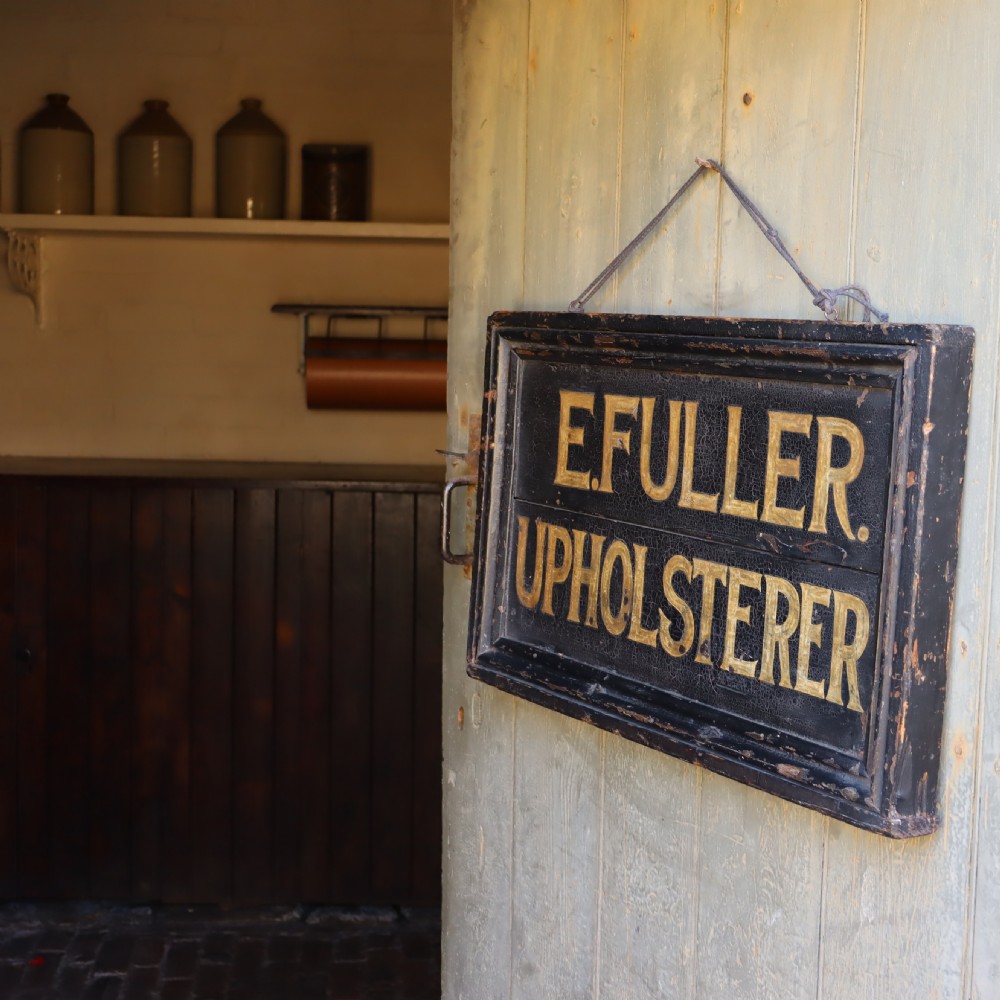 Victorian painted trade sign for E. Fuller upholsterer View II