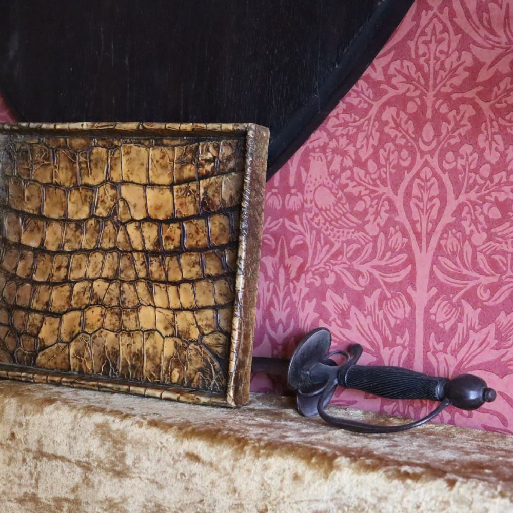 Taxidermy- Crocodile skin Desk Tidy by Rowland Ward of London. Circa 1920 View VII