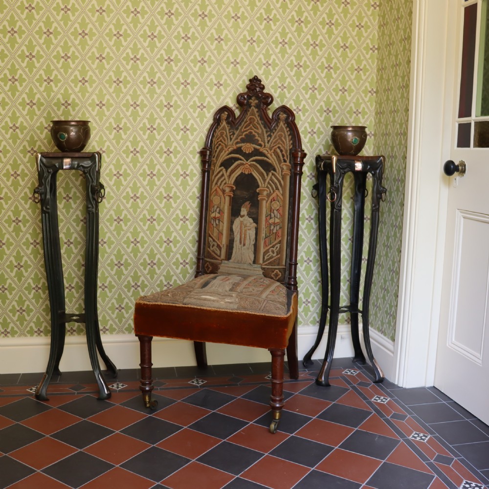 Pair of Art Nouveau cast iron torchère or jardinière stand  View II