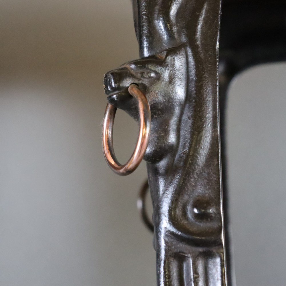 Pair of Art Nouveau cast iron torchère or jardinière stand  View V