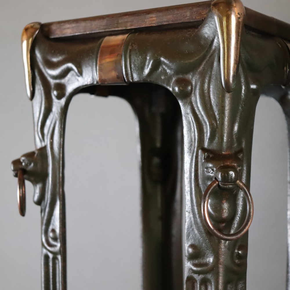 Pair of Art Nouveau cast iron torchère or jardinière stand  View VI