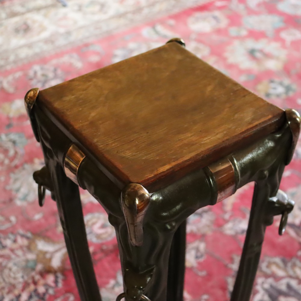 Pair of Art Nouveau cast iron torchère or jardinière stand  View X