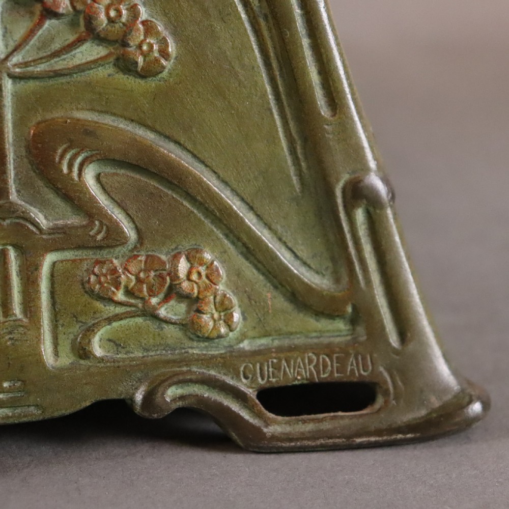 Art Nouveau bronze cold painted casket by E. Fres. Circa 1905 View VI