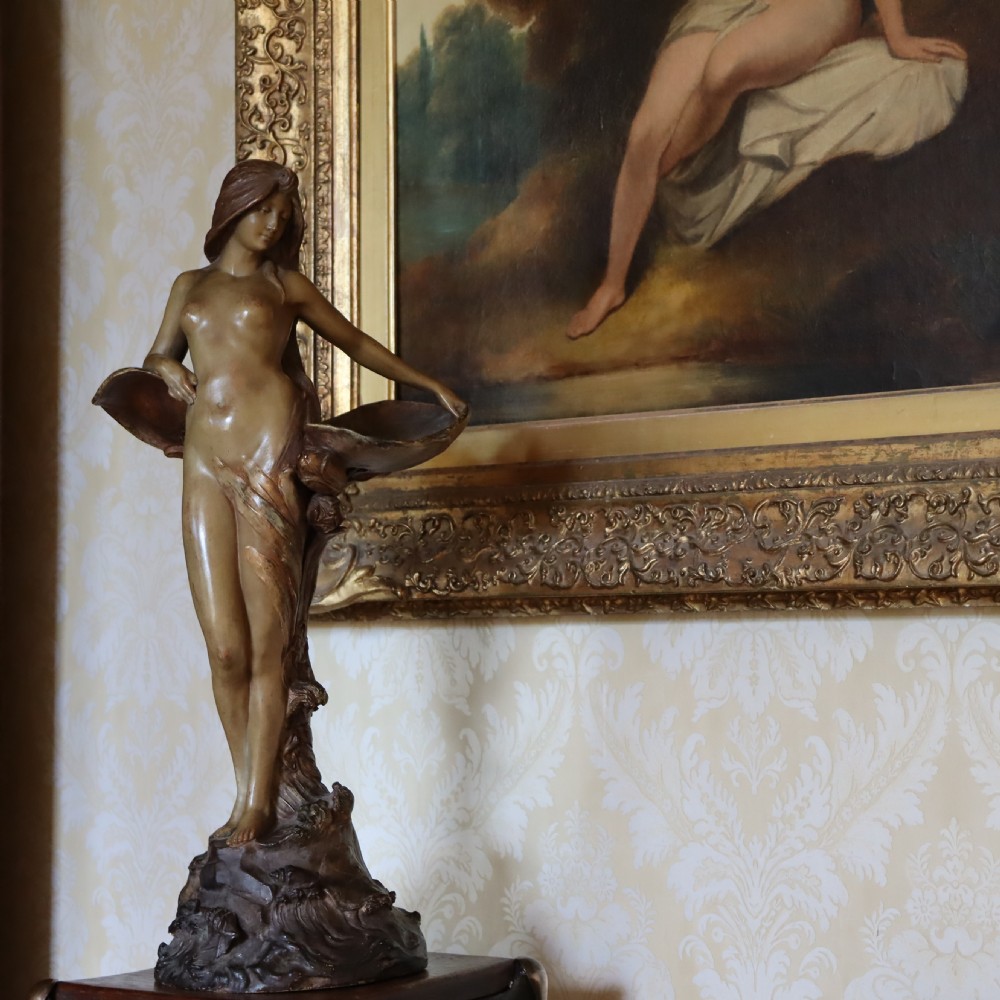 An Art Nouveau terracotta model of a naked maiden By Ernst Wahliss View III