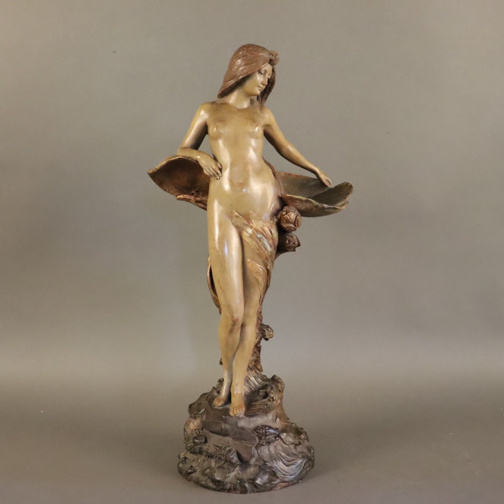 An Art Nouveau terracotta model of a naked maiden By Ernst Wahliss
