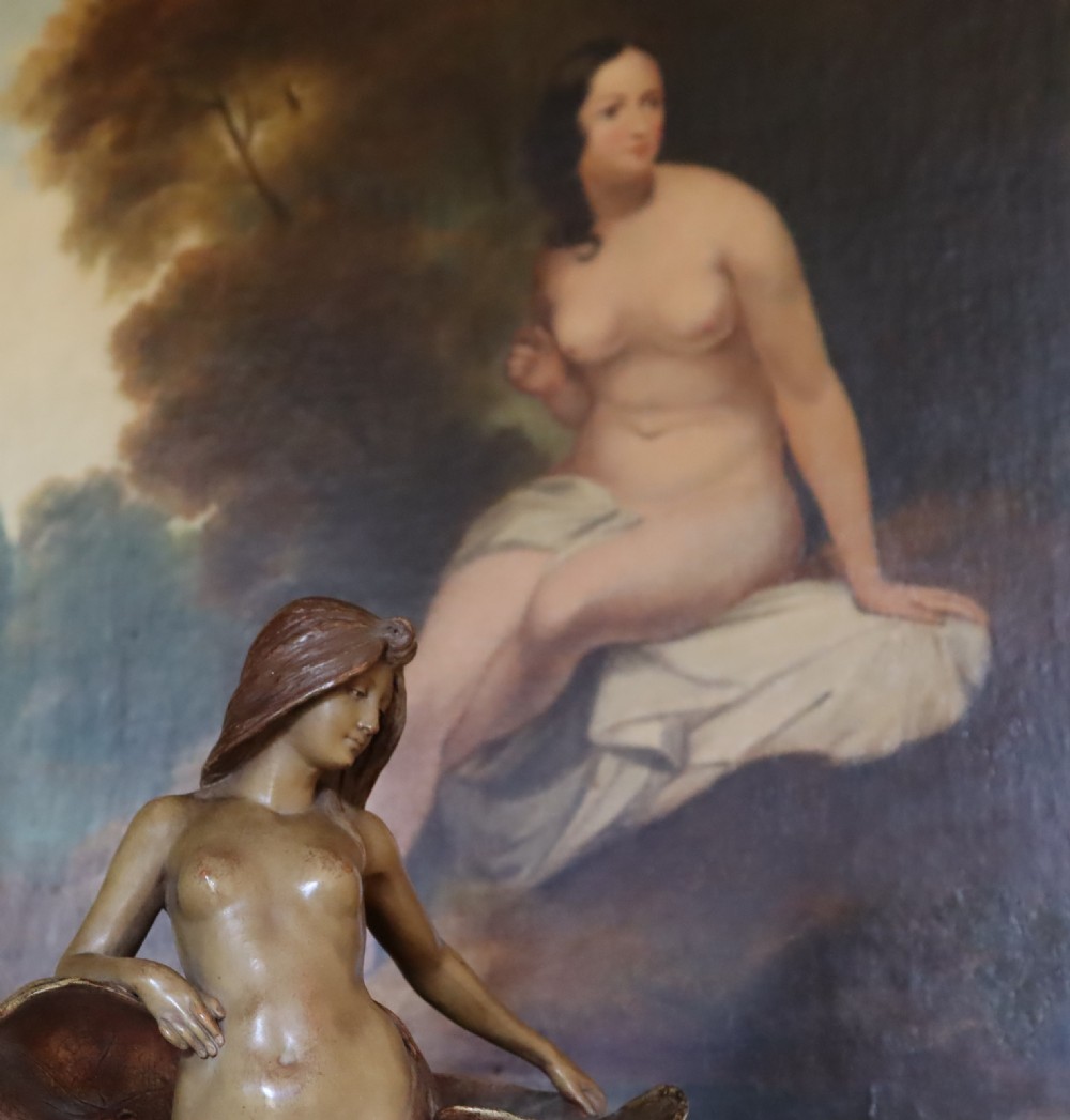 An Art Nouveau terracotta model of a naked maiden By Ernst Wahliss View IV