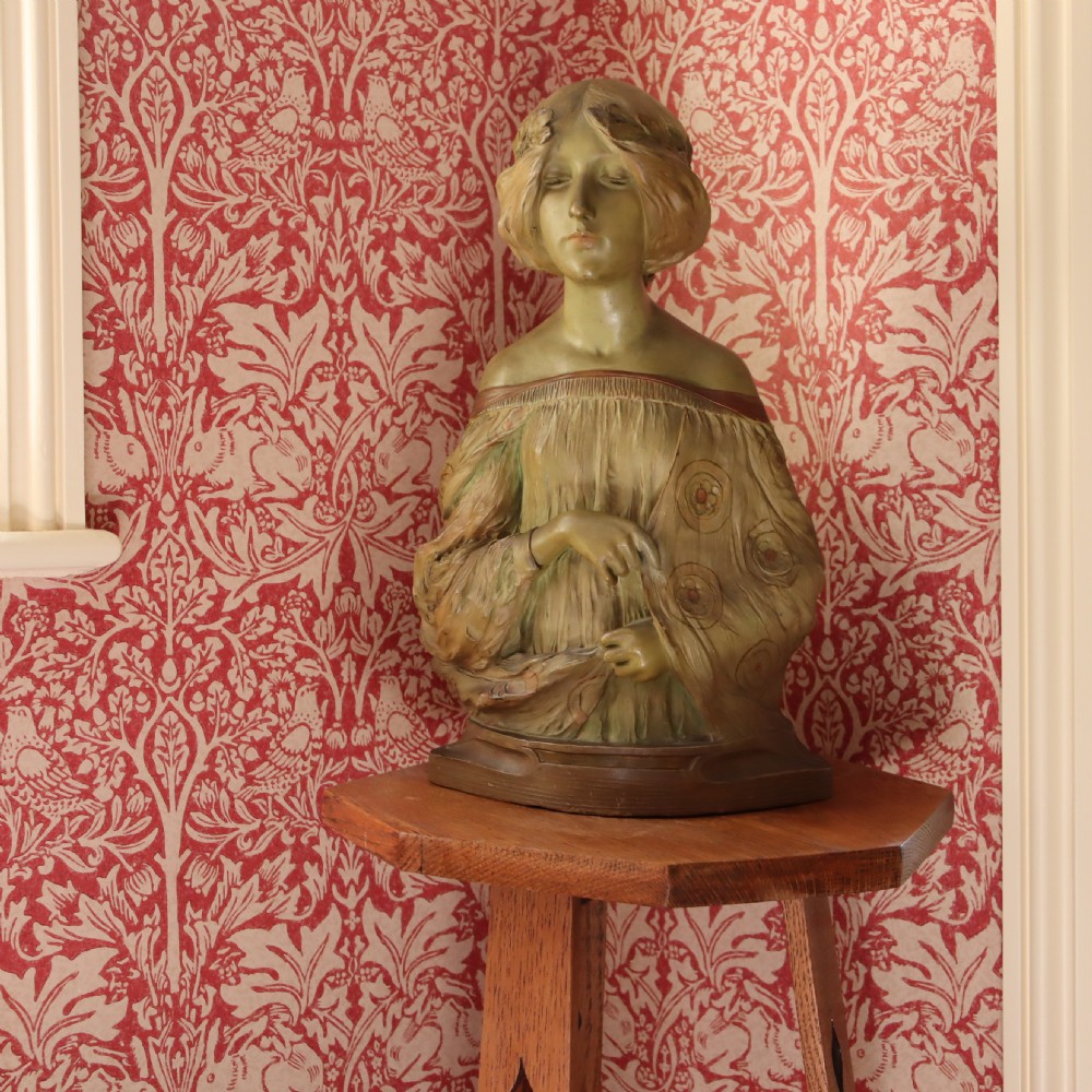Art Nouveau terracotta bust ‘Inspiration’ by Lambert Escaler  View VI