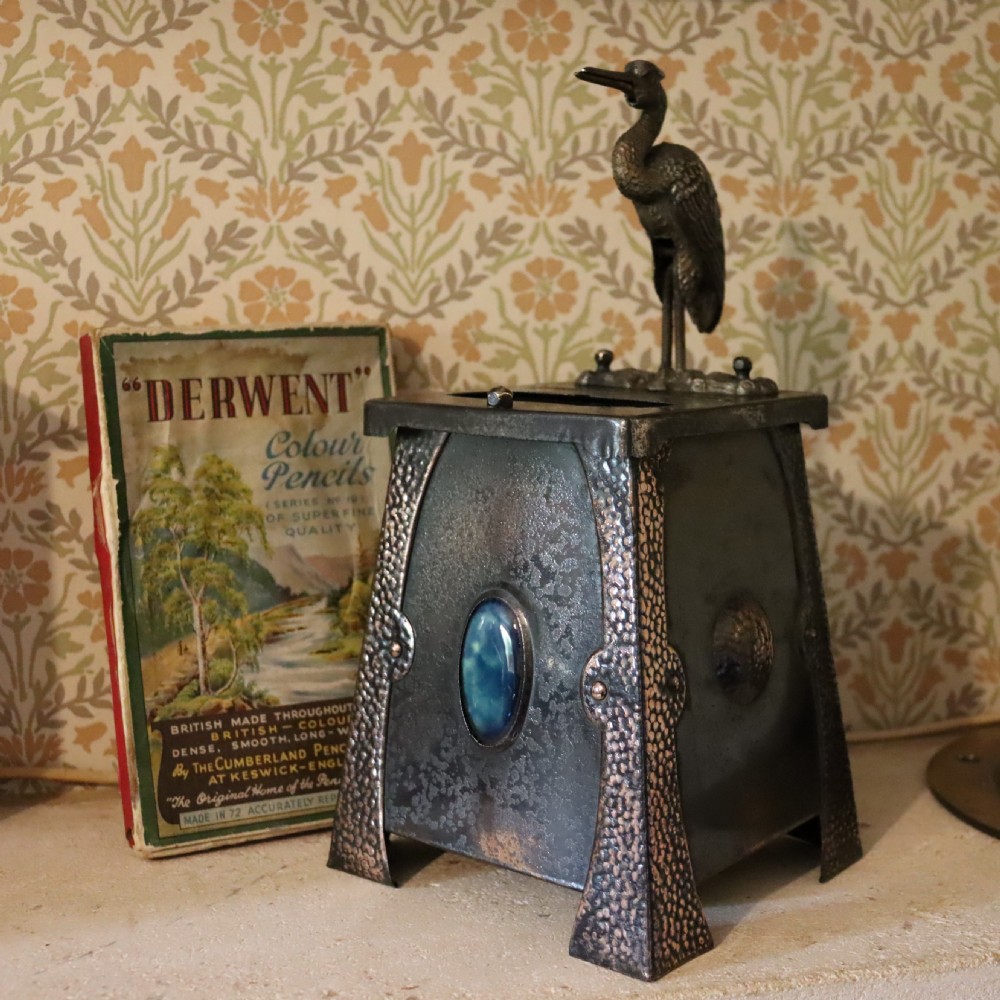 An Arts and Crafts Ruskin set mechanical ‘Stork’ cigarette dispenser View II