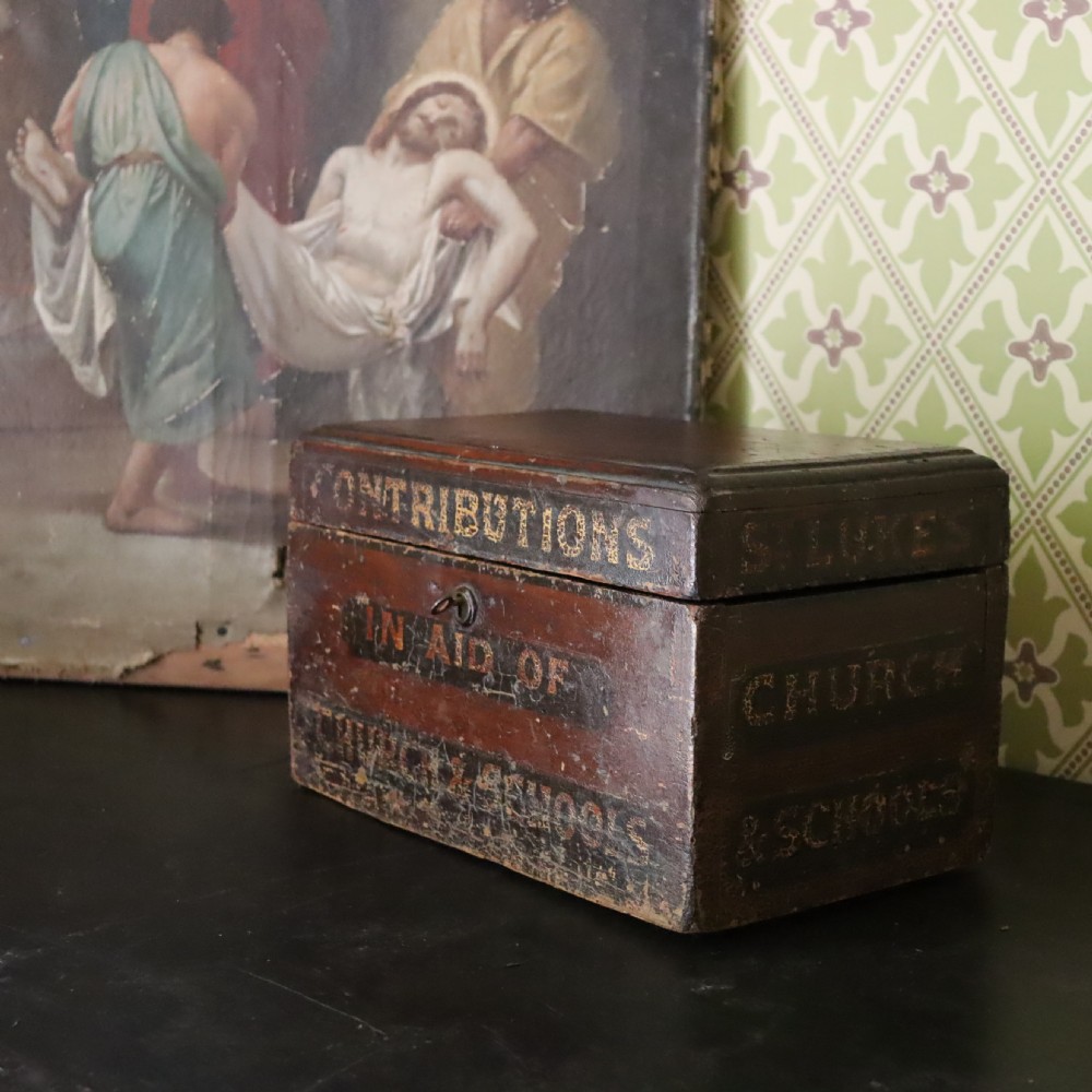 19th Century English lockable contribution box