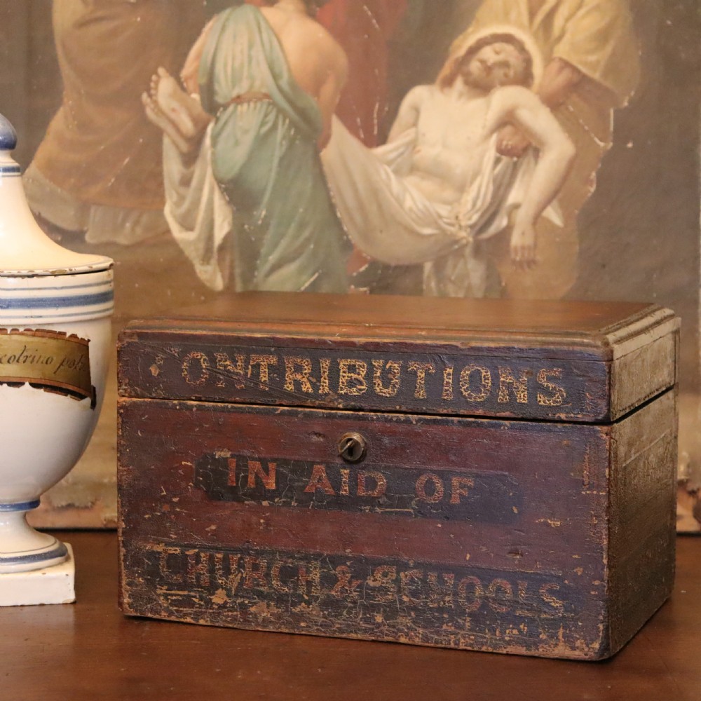 19th Century English lockable contribution box View II