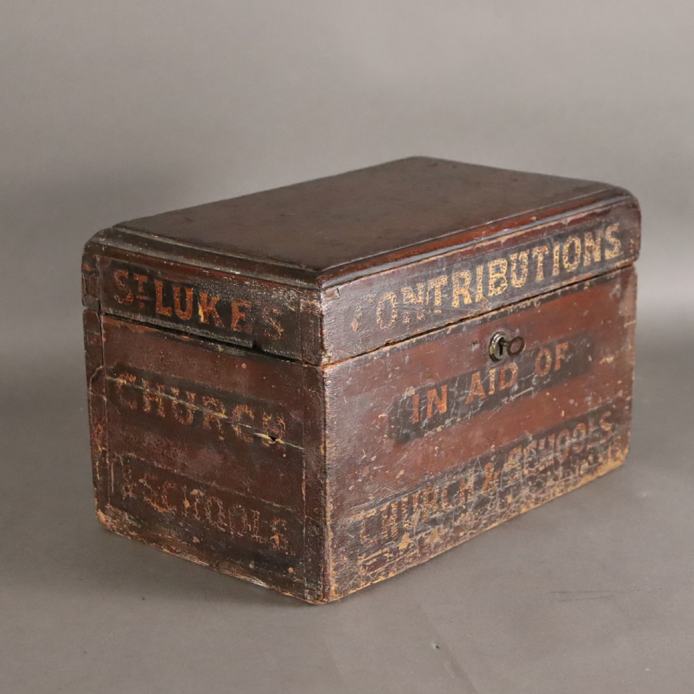 19th Century English lockable contribution box View VII