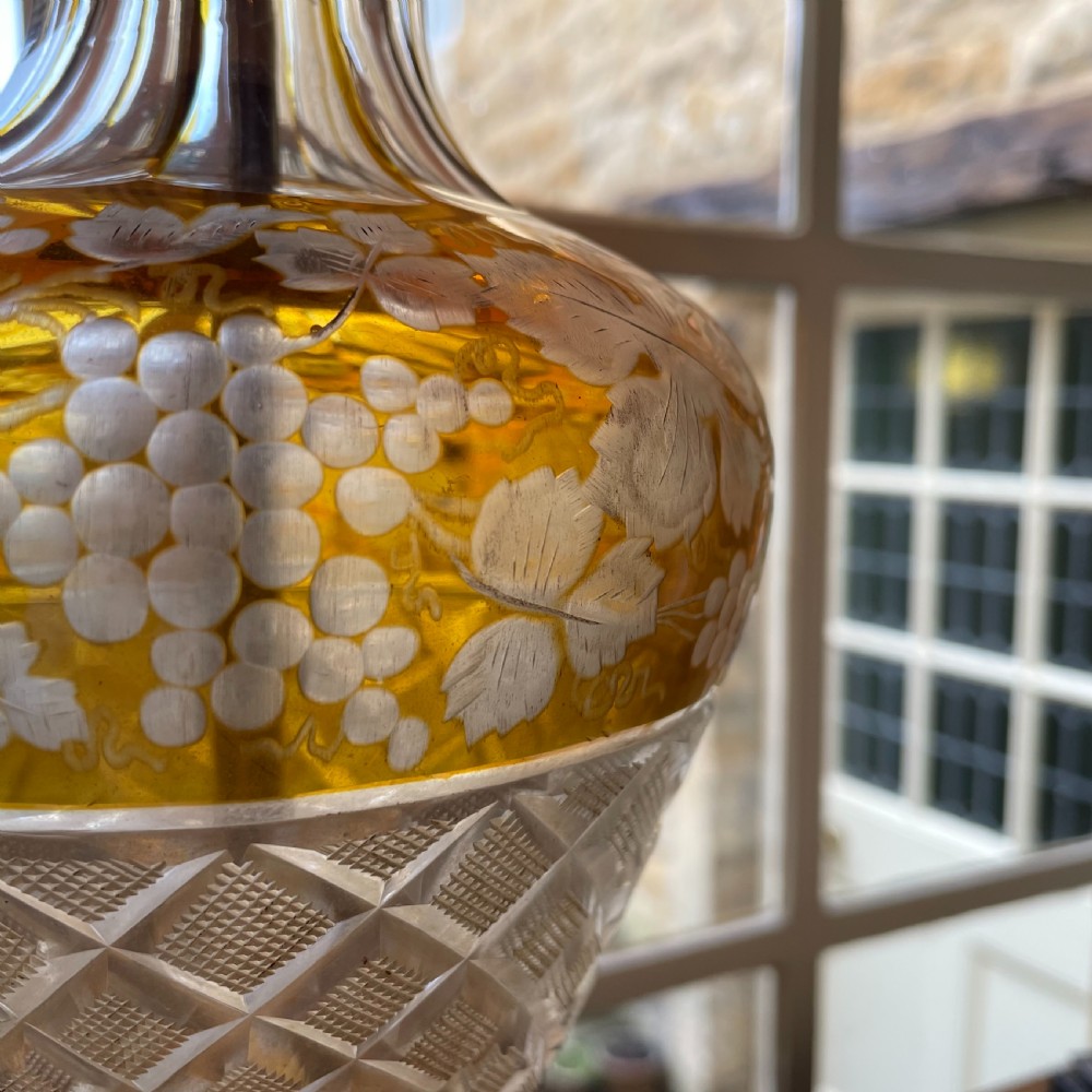 19th Century Bohemian Yellow Clear Cut Table Lamp  View V