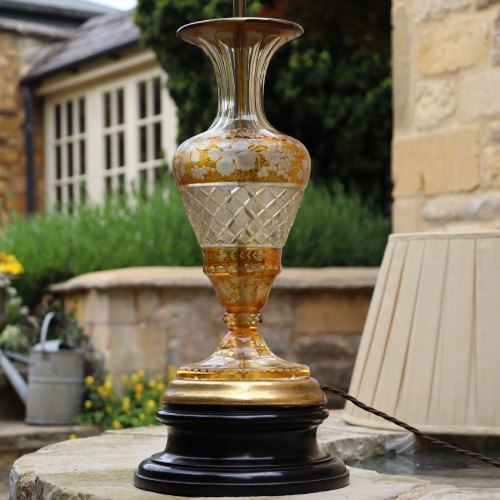 19th Century Bohemian Yellow Clear Cut Table Lamp  View VI